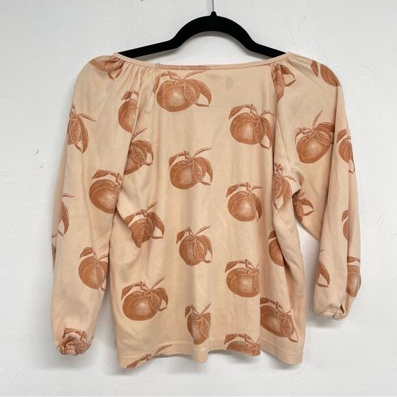 Kate Quinn Orange Peach Print 3/4 Sleeve Blouse Womens XS Boho Casual Shirt Top - Picture 5 of 7